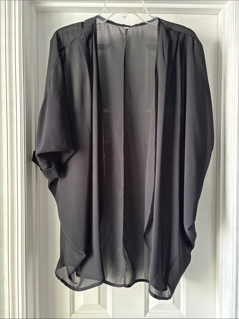 Black Sheer Open-Front Women's Kimono Tunic